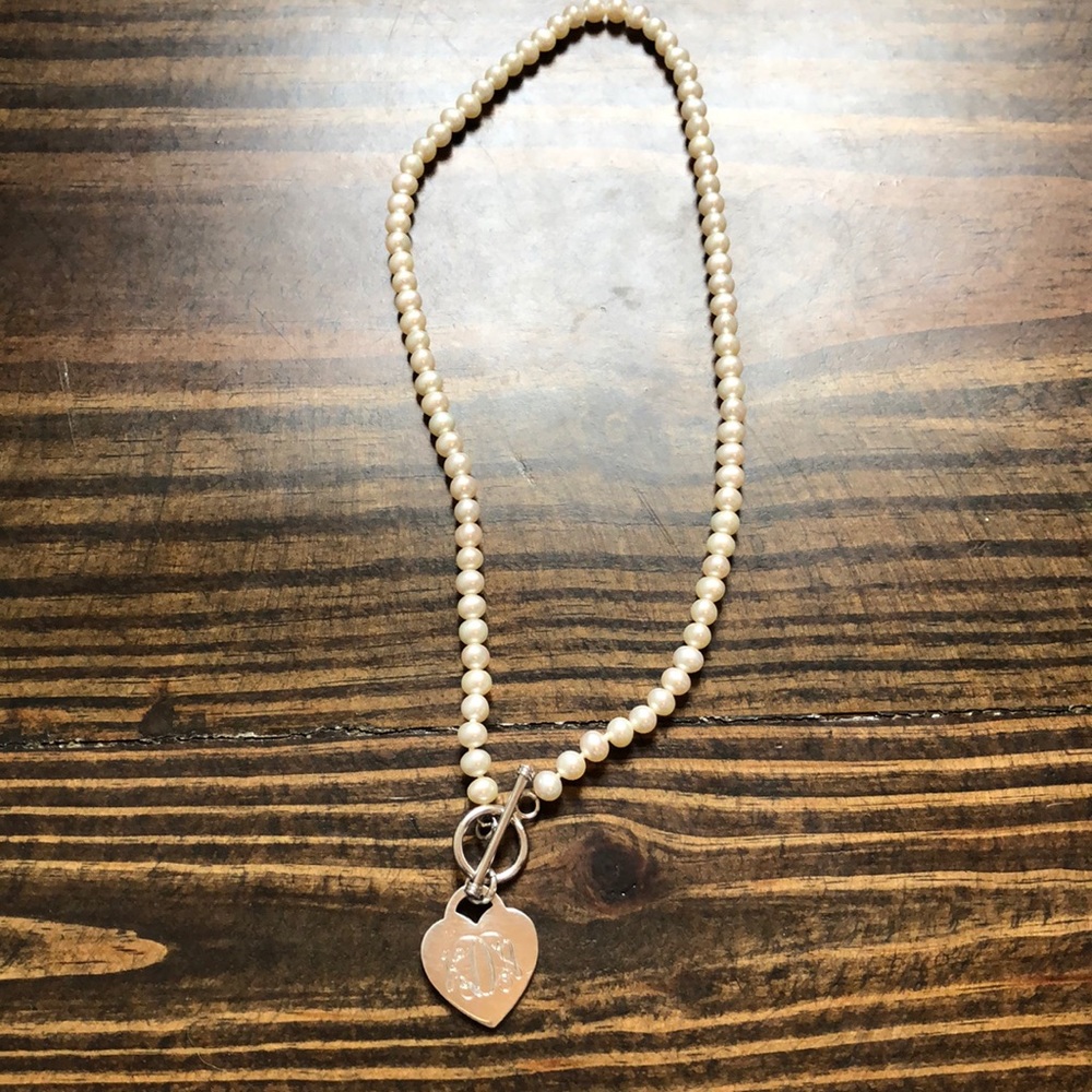 Pearl and Sterling heart necklace